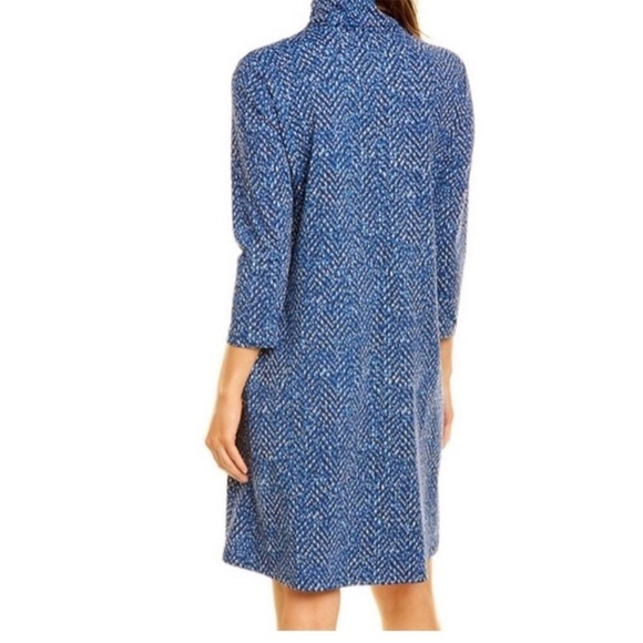 J. McLaughlin Debbie Dress Women's small Blue Print Catalina Cloth Mock Neck - Picture 3 of 9